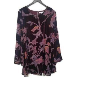Love Riche Velvet Floral Bell Sleeve Dress Medium
